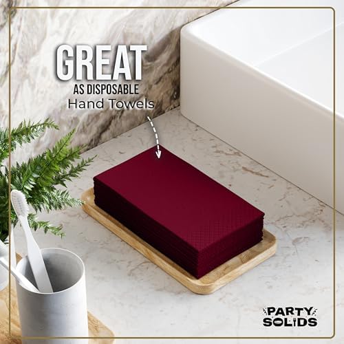 Burgundy Guest Towel Napkins | 8 in. x 4 in. | 40 Ct.