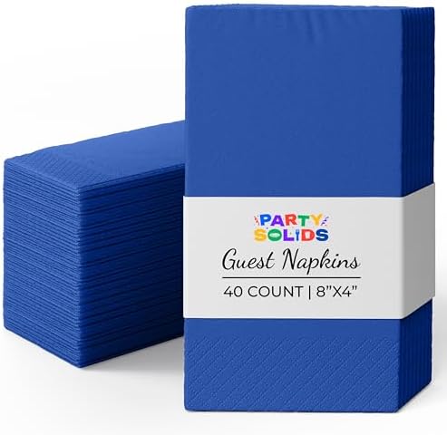 Dark Blue Guest Towel Napkins | 8 in. x 4 in. | 40 Ct.