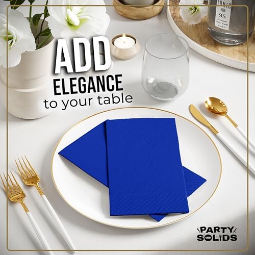Dark Blue Guest Towel Napkins | 8 in. x 4 in. | 40 Ct.