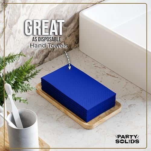 Dark Blue Guest Towel Napkins | 8 in. x 4 in. | 40 Ct.