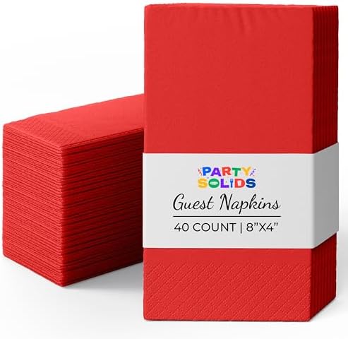 Red Guest Towel Napkins | 8 in. x 4 in. | 40 Ct.