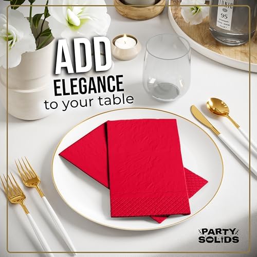 Red Guest Towel Napkins | 8 in. x 4 in. | 40 Ct.