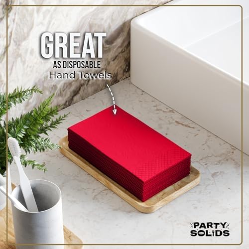 Red Guest Towel Napkins | 8 in. x 4 in. | 40 Ct.