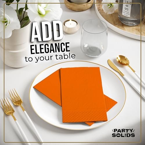 Orange Guest Towel Napkins | 8 in. x 4 in. | 40 Ct.