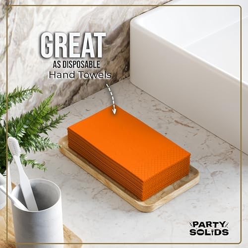 Orange Guest Towel Napkins | 8 in. x 4 in. | 40 Ct.