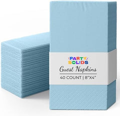 Light Blue Guest Towel Napkins | 8 in. x 4 in. | 40 Ct.