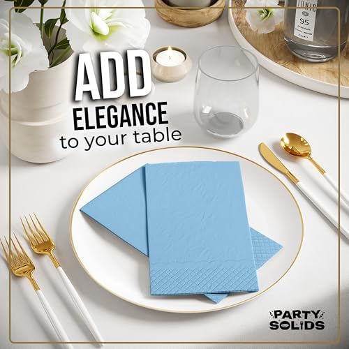 Light Blue Guest Towel Napkins | 8 in. x 4 in. | 40 Ct.