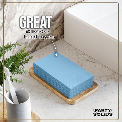 Light Blue Guest Towel Napkins | 8 in. x 4 in. | 40 Ct.