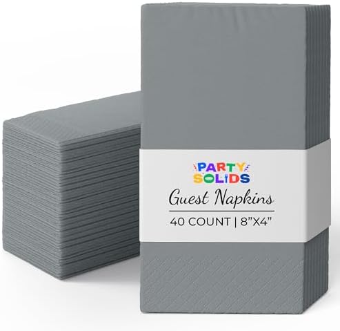 Silver Guest Towel Napkins | 8 in. x 4 in. | 40 Ct.