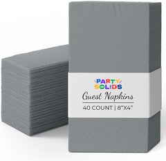 Silver Guest Towel Napkins | 8 in. x 4 in. | 40 Ct.