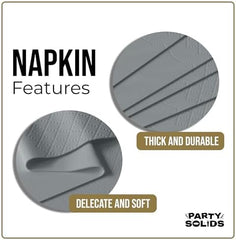 Silver Guest Towel Napkins | 8 in. x 4 in. | 40 Ct.