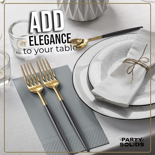 Silver Guest Towel Napkins | 8 in. x 4 in. | 40 Ct.