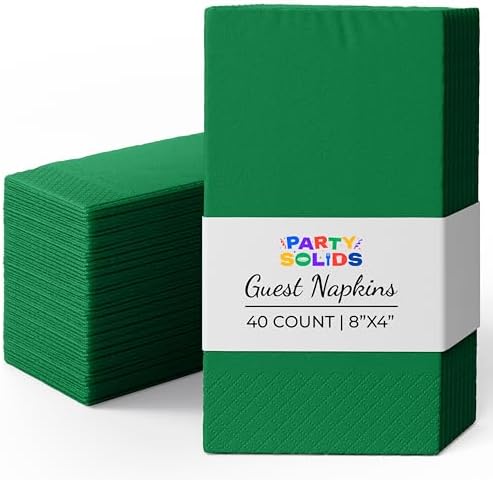 Emerald Green Guest Towel Napkins | 8 in. x 4 in. | 40 Ct.