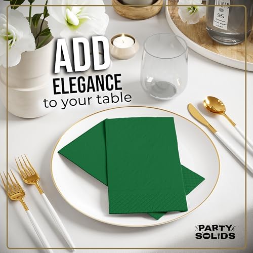Emerald Green Guest Towel Napkins | 8 in. x 4 in. | 40 Ct.