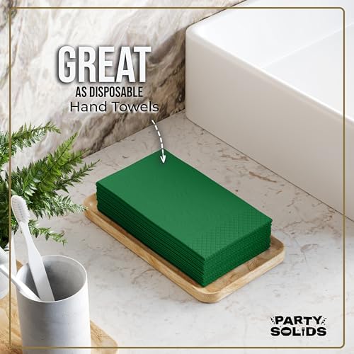 Emerald Green Guest Towel Napkins | 8 in. x 4 in. | 40 Ct.