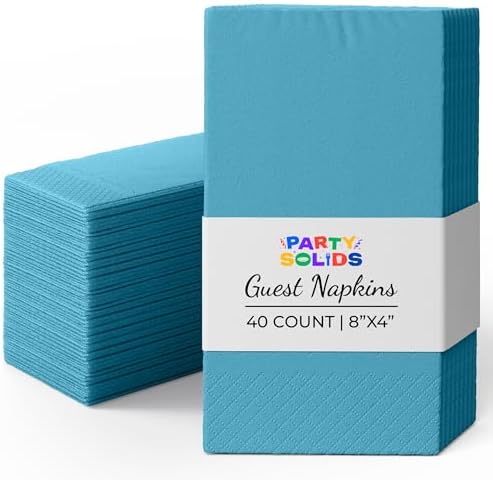 Turquoise Guest Towel Napkins | 8 in. x 4 in. | 40 Ct.