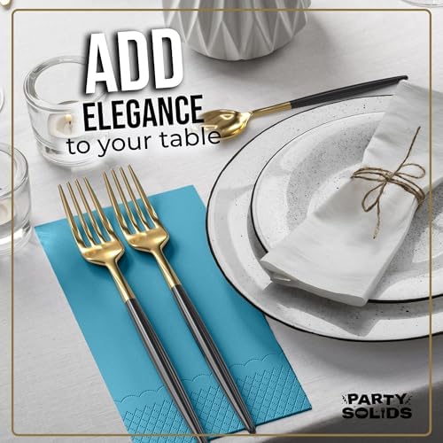 Turquoise Guest Towel Napkins | 8 in. x 4 in. | 40 Ct.