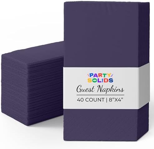 Dark Purple Guest Towel Napkins | 8 in. x 4 in. | 40 Ct.