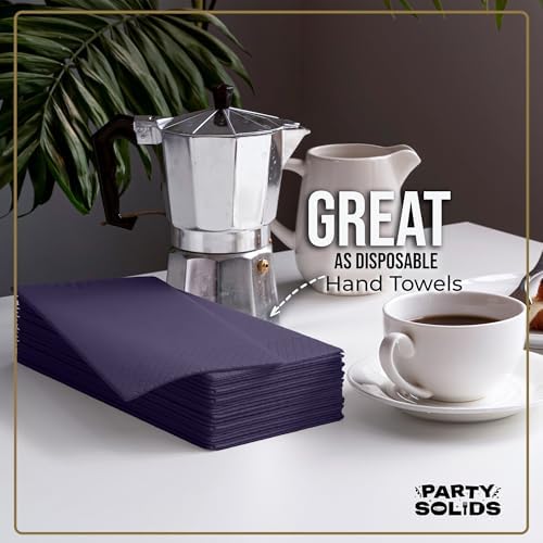 Dark Purple Guest Towel Napkins | 8 in. x 4 in. | 40 Ct.