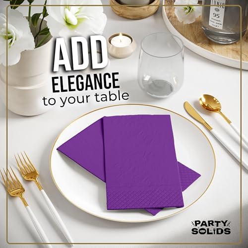 Purple Guest Towel Napkins | 8 in. x 4 in. | 40 Ct.
