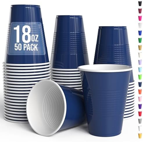 18 Oz. Navy Plastic Cups | 50 Ct.
