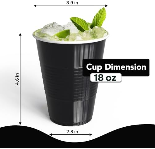 18 Oz. Black Plastic Cups | 50 Ct.