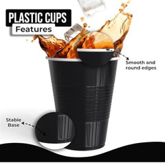 18 Oz. Black Plastic Cups | 50 Ct.