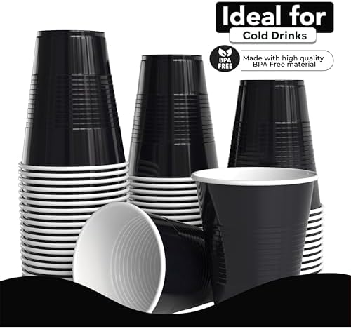 18 Oz. Black Plastic Cups | 50 Ct.
