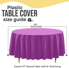 Premium Round Magenta Plastic Table Covers | 12 Pack | 84 in.