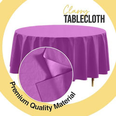 Premium Round Magenta Plastic Table Covers | 12 Pack | 84 in.