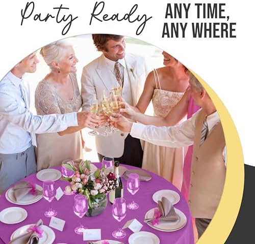 Premium Round Magenta Plastic Table Covers | 12 Pack | 84 in.