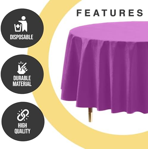 Premium Round Magenta Plastic Table Covers | 12 Pack | 84 in.
