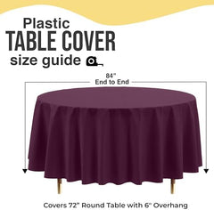 Premium Round Plum Plastic Table Covers | 12 Pack | 84 in.