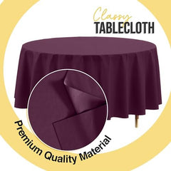 Premium Round Plum Plastic Table Covers | 12 Pack | 84 in.