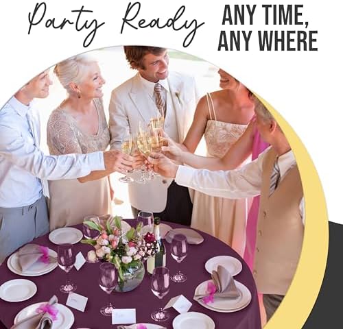 Premium Round Plum Plastic Table Covers | 12 Pack | 84 in.