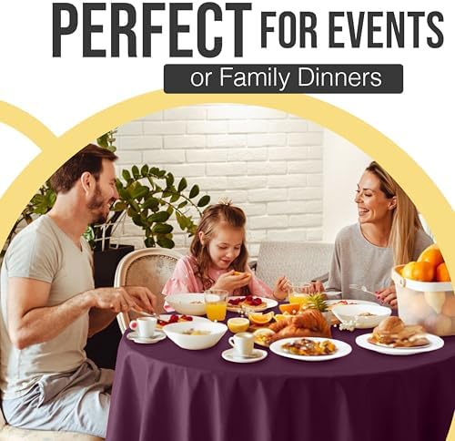 Premium Round Plum Plastic Table Covers | 12 Pack | 84 in.