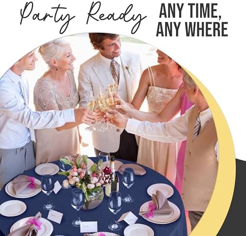 Premium Round Navy Blue Plastic Table Covers | 12 Pack | 84 in.