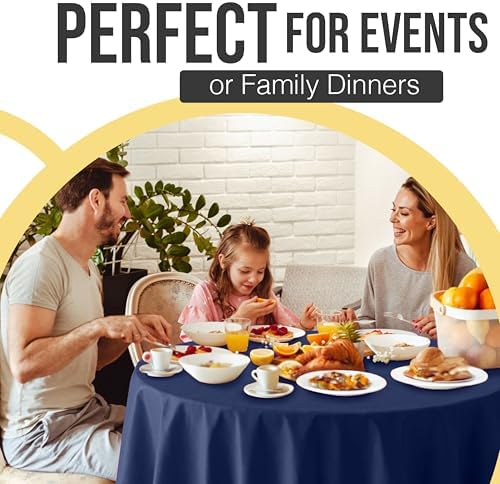Premium Round Navy Blue Plastic Table Covers | 12 Pack | 84 in.