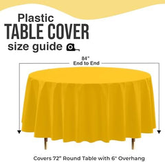 Premium Round Yellow Plastic Table Covers | 12 Pack | 84 in.