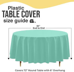 Premium Round Mint Plastic Table Covers | 12 Pack | 84 in.