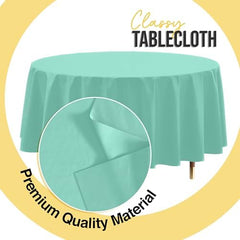 Premium Round Mint Plastic Table Covers | 12 Pack | 84 in.