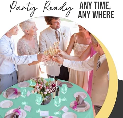 Premium Round Mint Plastic Table Covers | 12 Pack | 84 in.