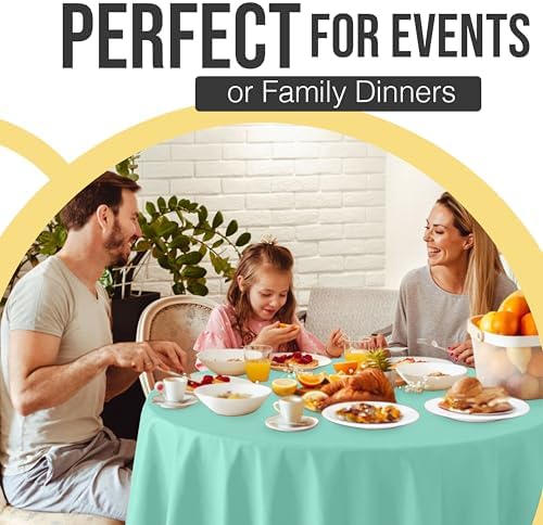 Premium Round Mint Plastic Table Covers | 12 Pack | 84 in.