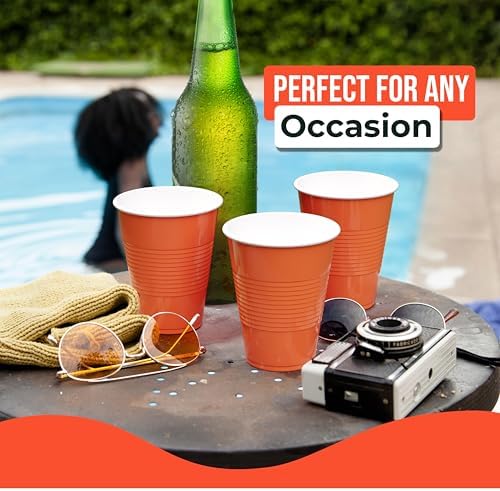 18 Oz. Orange Plastic Cups | 50 Ct.