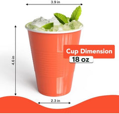 18 Oz. Orange Plastic Cups | 50 Ct.