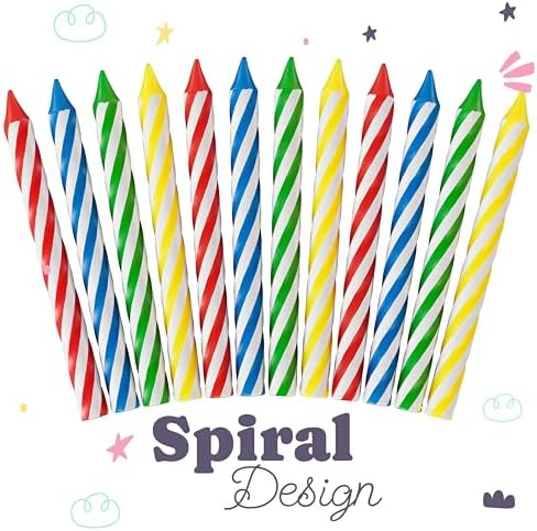 Assorted Spiral Birthday Candles - Vibrant Primary Colors
