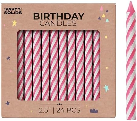 Pretty Pink Candy Stripe Birthday Candles
