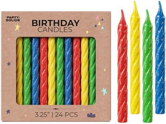Large Glitter Spiral Birthday Candles - Primary Colors