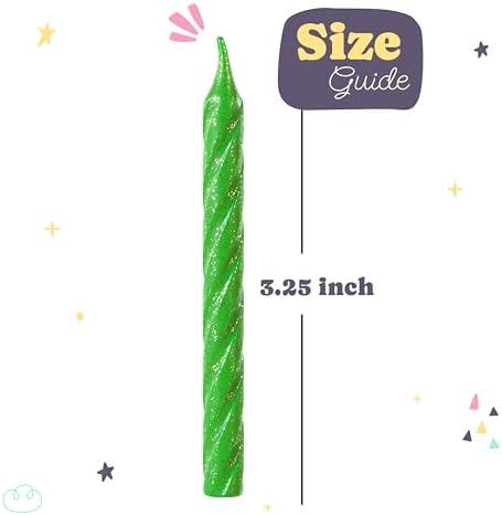 Large Glitter Spiral Birthday Candles - Primary Colors