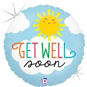 17-inch Get Well Soon Smiley Sun Foil Balloon